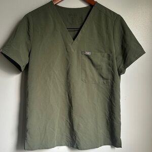 Figs Olive Green V-Neck Women's Tee